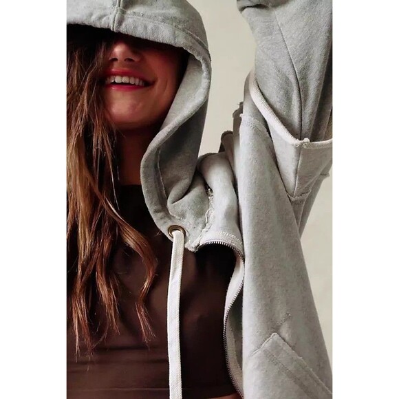 Free People We The Free Cher Twofer Hoodie Top Sweatshirt Cotton M New 283697 - Picture 5 of 11